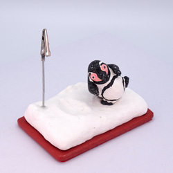 粘土人形のペンギンワールド　クリップ式メモスタンド　フンボルトペンギン−2 2枚目の画像