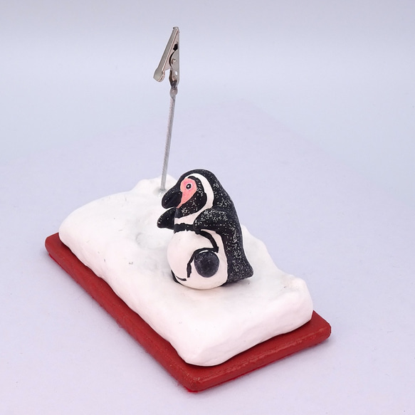 粘土人形のペンギンワールド　クリップ式メモスタンド　フンボルトペンギン−2 4枚目の画像