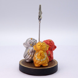 粘土人形「地蔵菩薩３体」メモスタンド　その2 2枚目の画像