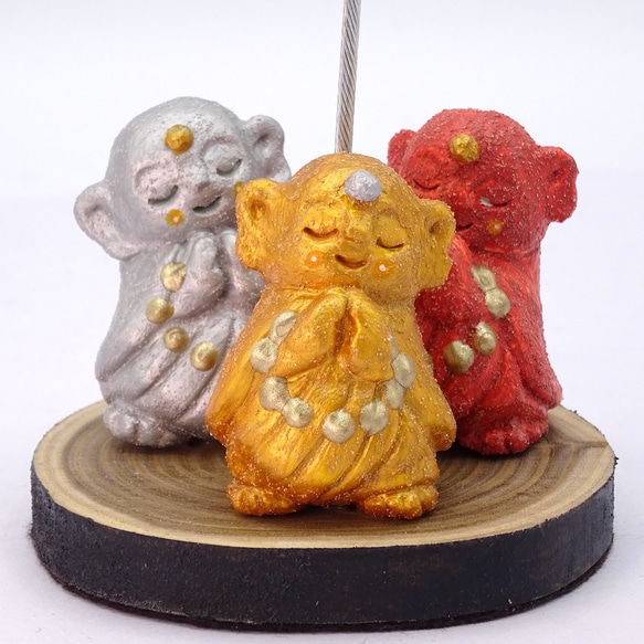 粘土人形「地蔵菩薩３体」メモスタンド　その3 3枚目の画像