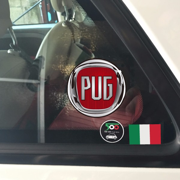 FIAT風　PUGステッカー　塩ビシート　UVラミネート加工 2枚目の画像