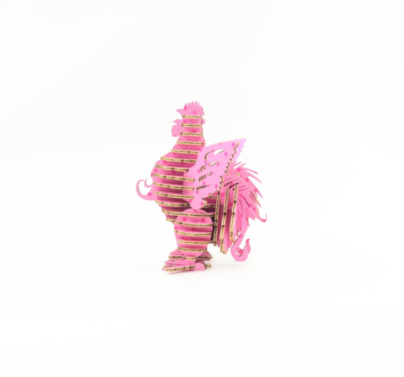 ブレーメン音楽隊 - チキンDIYギフトボックス組み立てられていないピンクの水玉 2枚目の画像