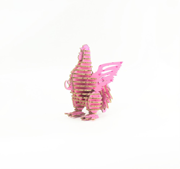 ブレーメン音楽隊 - チキンDIYギフトボックス組み立てられていないピンクの水玉 3枚目の画像