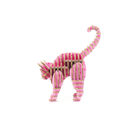 ブレーメン音楽隊 - 猫DIYギフトボックス組み立てられていないピンクの水玉 2枚目の画像