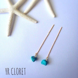 Simple Turquoise Pierced earring 第1張的照片