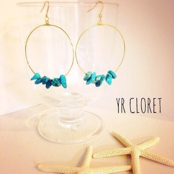 Turquoise Hoop Pierced earring 第1張的照片