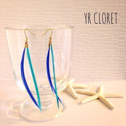 Blue Feather Pierced earring 第2張的照片