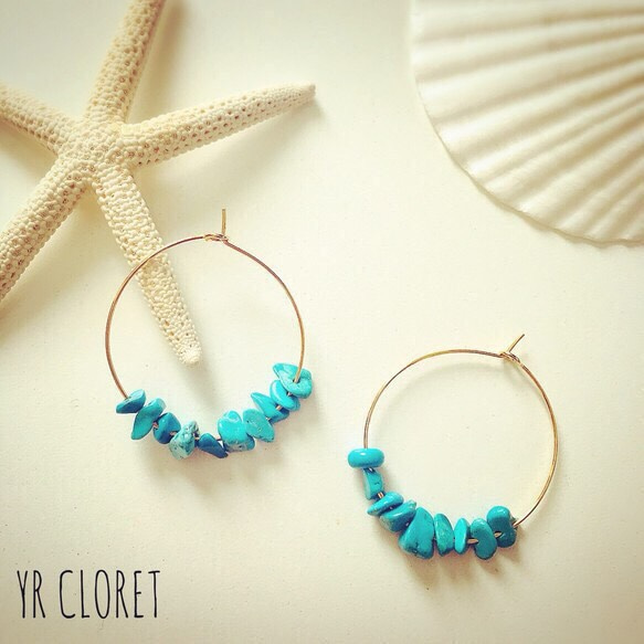 Blue Hoop Pierced earring 第1張的照片