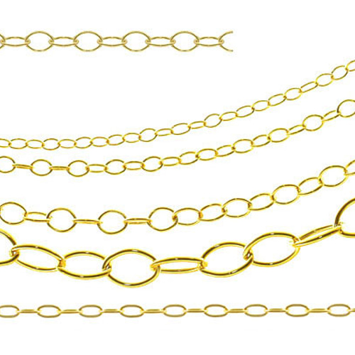 K14 ゴールドフィルド チェーン#1-L1.7, ロングアズキ /40cm #8946-B