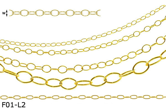 K14 ゴールドフィルド チェーン#1-L1.7, ロングアズキ /40cm