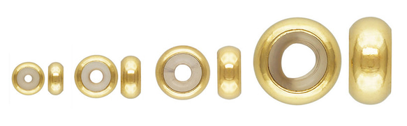 K14 ゴールドフィルド ビーズストッパー ボタン 2.5mm (2.7x7.0mm)/2個　＃7196－B 1枚目の画像