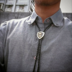 瘟疫醫師浮雕 手工銀質保羅領帶 plague doctor silver bolo tie 第2張的照片