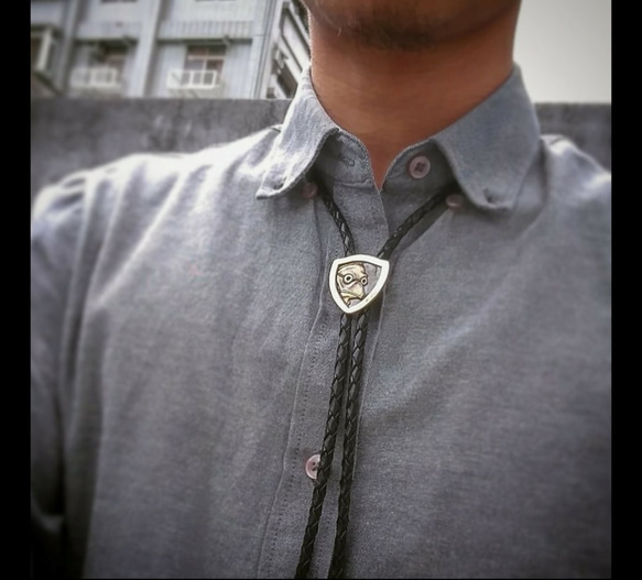 瘟疫醫師浮雕 手工銀質保羅領帶 plague doctor silver bolo tie 第2張的照片