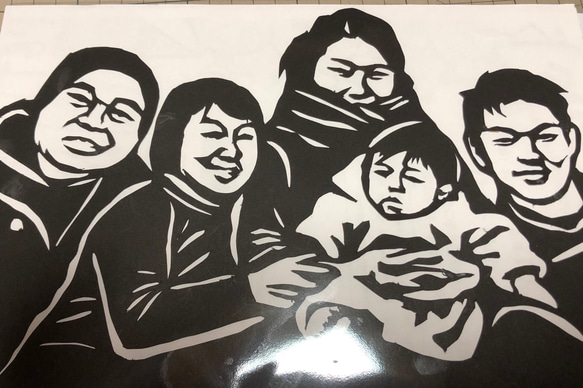 似顔絵切り絵家族カップル 切り絵 kozo 通販 5243814｜Creema