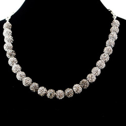 ラインストーンパヴェボールネックレス pve-neckblackdiamond25 ブラックダイヤモンド パヴェ 1枚目の画像
