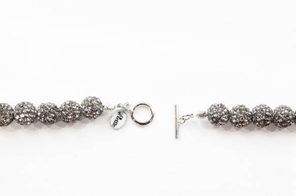 ラインストーンパヴェボールネックレス pve-neckblackdiamond120 ブラックダイヤモンド 3枚目の画像