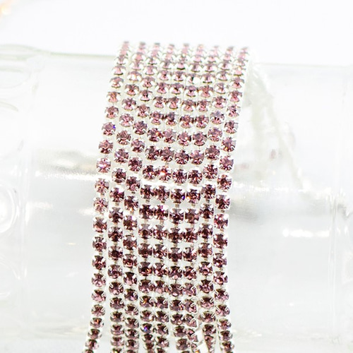 ラインストーンチェーン chain-amethyst15 ライトアメジスト 連爪 15cm 