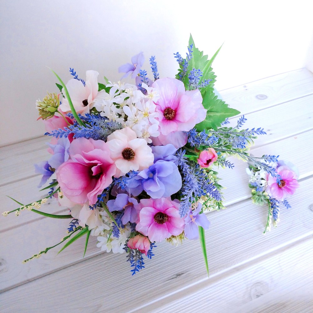 ウェディングブーケ（ブートニア付き）B-13