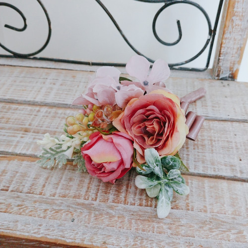 造花ブーケ/ウエディングブーケ(ブートニア付) ウェディングブーケ（ブートニア付き）B-37 ブーケ himejyon 通販