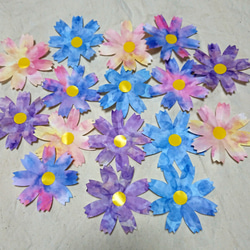 コスモス・ブルー系・秋桜・折り紙・切り紙・壁面飾り【☆送料無料