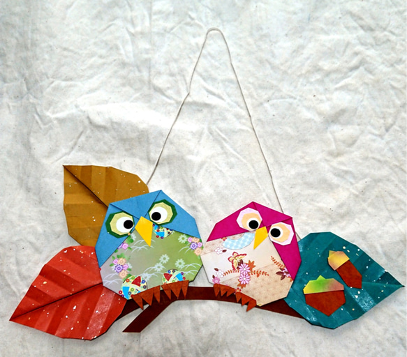 【01】折り紙　ふくろう　敬老の日　飾り 01】折り紙 ふくろう 敬老の日 飾り