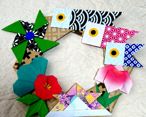 こいのぼリース②・5月・端午の節句・折り紙・壁面飾り【☆送料無料