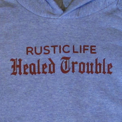 リバースウィーブスウェットパーカー "RUSTIC LIFE HEALED TROUBLE" S 2枚目の画像