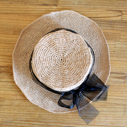 夏を編む黒リボンの帽子 5枚目の画像