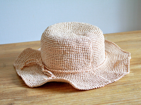 夏を編むひらひらツバ帽子 5枚目の画像