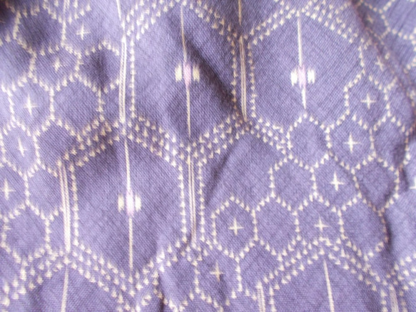 浴衣地4枚はぎの楽ちんスカート (紫、六角柄) 2枚目の画像