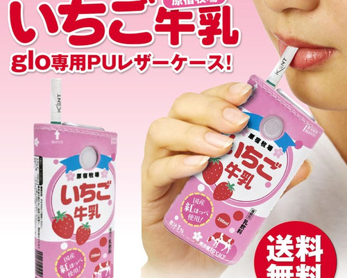送料無料！】原宿牧場 いちご牛乳！グローPUレザーケース！ アイコス