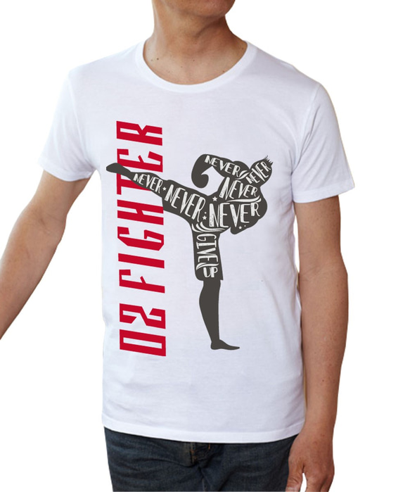 02☆FIGHETER （オツ☆ファイター）キックボクシング 半袖Tシャツ 1枚目の画像