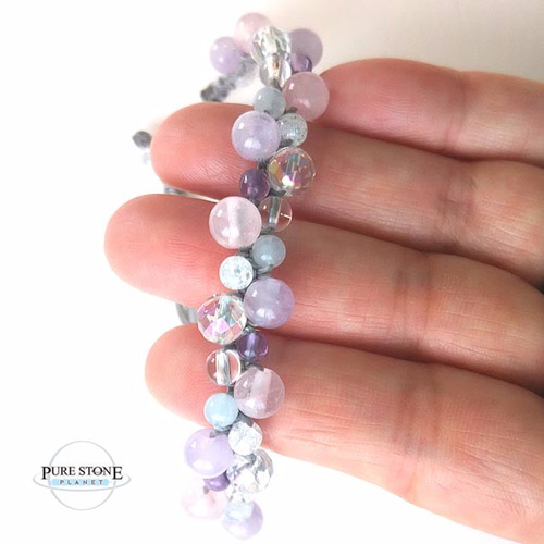 恋愛・美容*ローズクォーツ&アクアマリン&アメジスト マクラメ