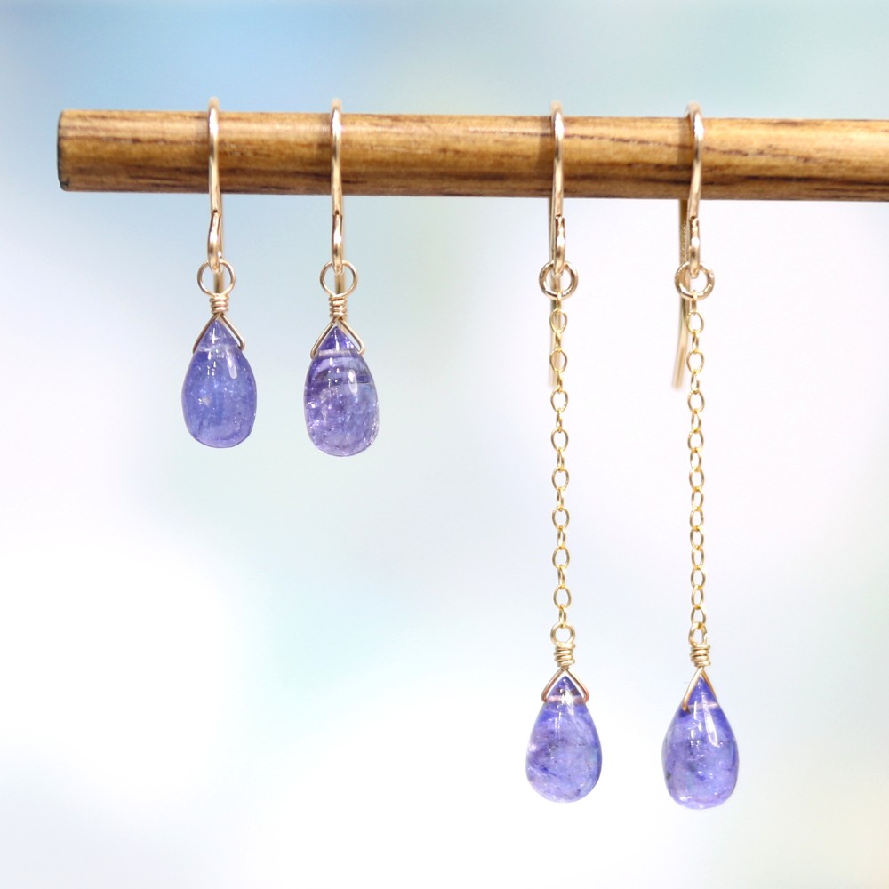 【ピアス・イヤリング】自分らしく進む勇気の雫＊タンザナイトドロップカット＊14KGF・silver925