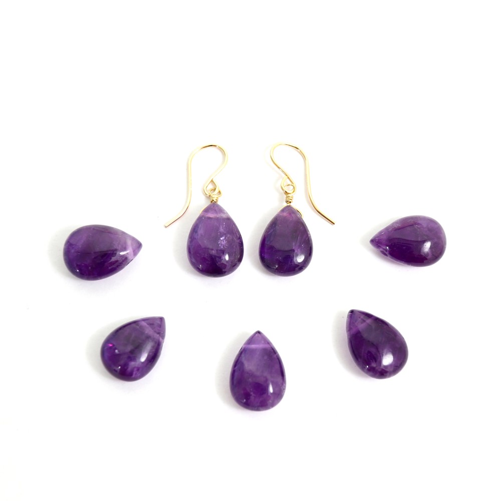 【ピアス・イヤリング】心を澄ませて整える紫＊アメジストペアシェイプカット＊14KGF・silver925
