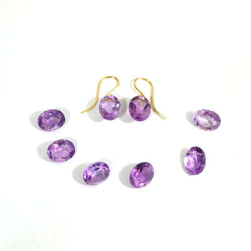 AAA品質】アメジストのオーバルファセットカットピアス＊14KGF  