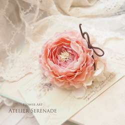 Floral corsage-ラナンキュラスとシンプルリボンのスウィート・コサージュ -pink 1枚目の画像