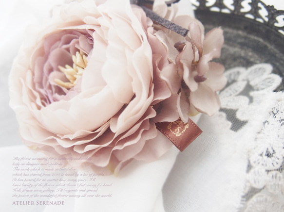 Floral corsage-ラナンキュラスとシンプルリボンのスウィート・コサージュ -Shabby mauve 3枚目の画像