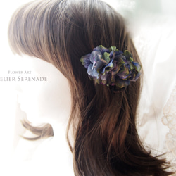 Floral barrette -cobalt blue 第3張的照片