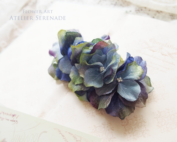 Floral barrette -cobalt blue 第2張的照片