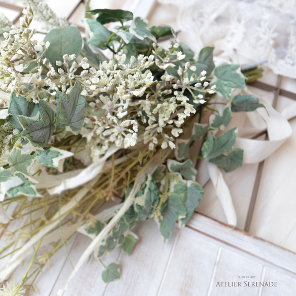 色褪せない＊魔女の小部屋のナチュラルスワッグ White astilbe & Ivy green 3枚目の画像