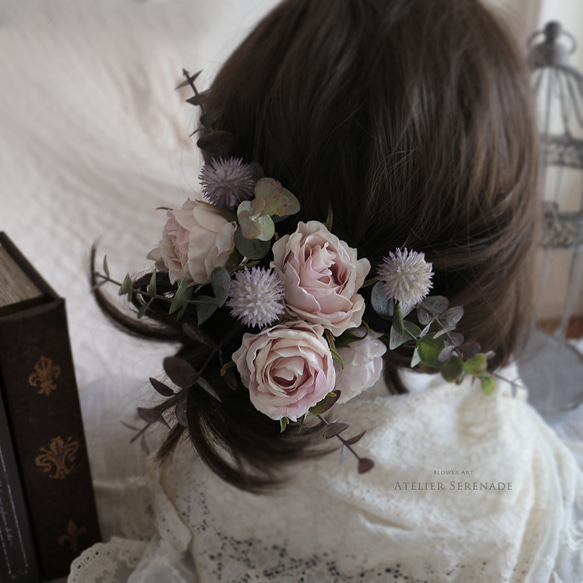 Antique Flowers Headdress - Roses & Dried lieves 1枚目の画像