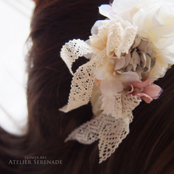 野の花のカチューシャ Antique Flowers Headdress -pink beige 5枚目の画像