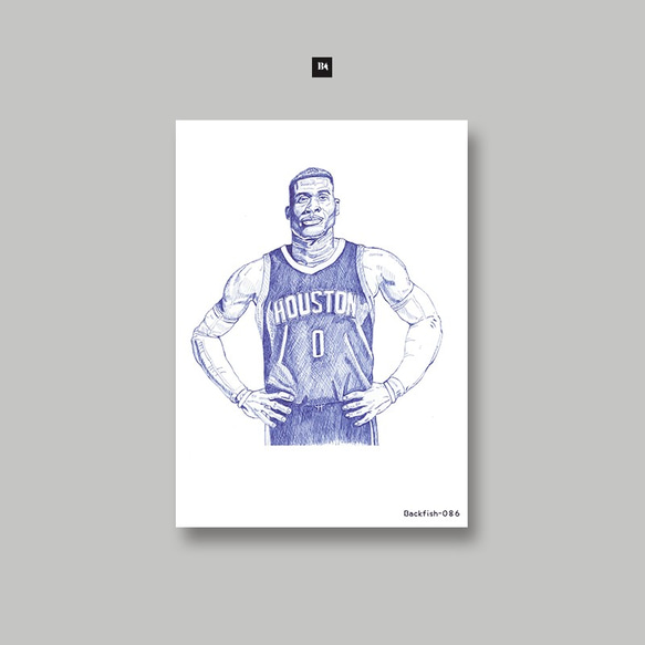 原子筆素描明信片_Russell Westbrook 第1張的照片