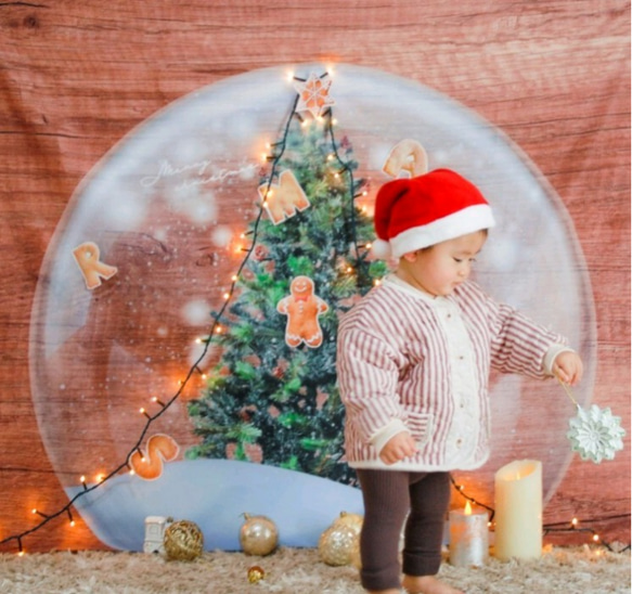 再版：スノードームマット クリスマスタペストリーに♪簡単おうちスタジオ 　　クリスマス飾り 1枚目の画像