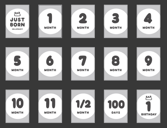 クラウンデザインの、 ちょっとシンプルな月齢カード 4color 4枚目の画像
