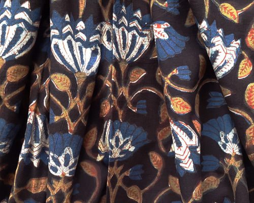 バグルーハンドブロックプリント 50cm ナチュラルダイ インディゴ