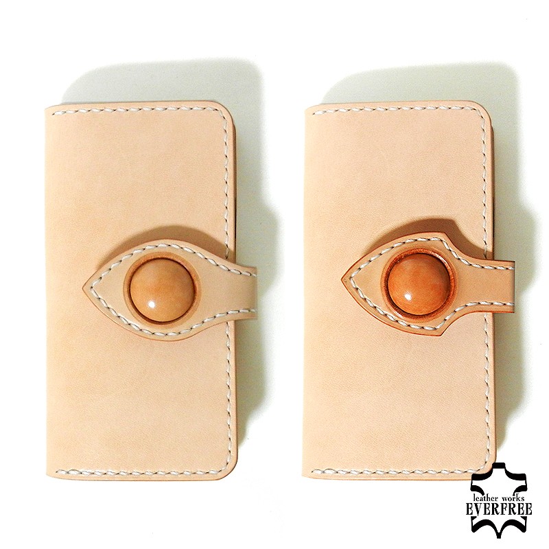 iPhone Air/17/16/15/14シリーズ　レザーコンチョ付サドルレザー手帳型ケース iP*-017700