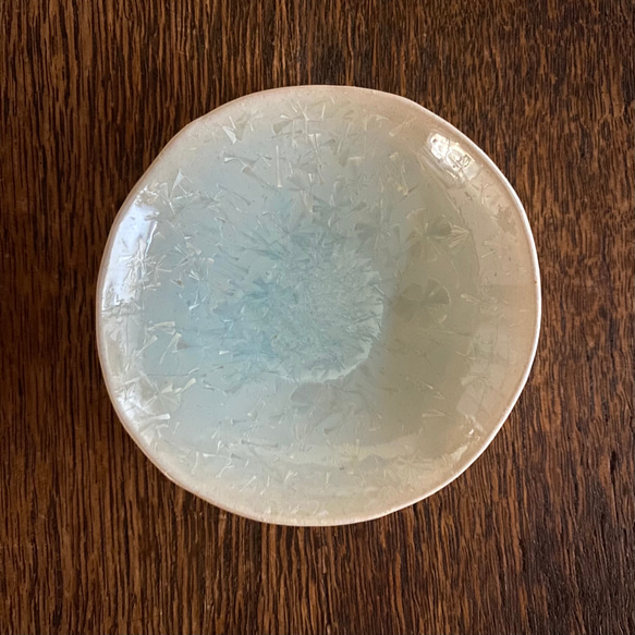 煌めき釉薬豆皿(水色)キラキラ亜鉛華結晶釉薬(里都まち♡なかいブランド) 父の日 母の日 2枚目の画像