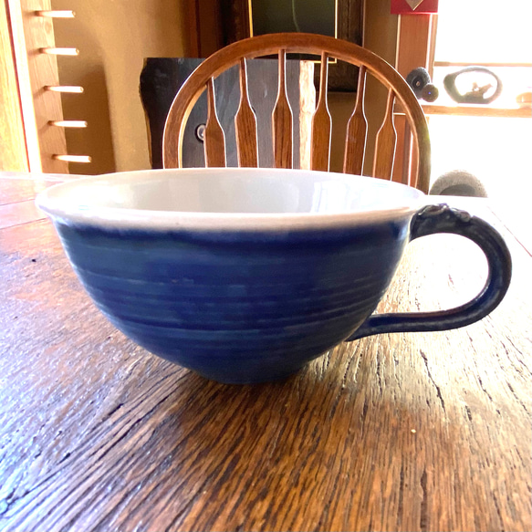 マグカップ(瑠璃色) あい釉 持ちやすい 紅茶 ハーブティー 落ち着く 陶器 母の日 父の日 1枚目の画像